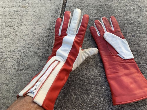 Vintage red white leather - red, &