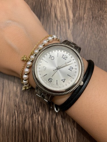 Oversized ladies silver watch - oversized,