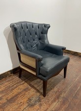 Large navy blue wingback