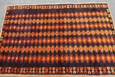 North African rug with with seven rows of hooked medallions - 220 x 142cm