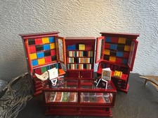 doll house furniture mahogany book shop 50/60 books are loose  1.12th