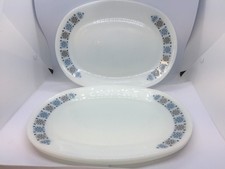 3 x Retro 1970's Pyrex Chelsea Pattern 12" x 9" Oval Steak Dinner Plates