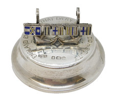 Admiral Lord Nelson Sterling Silver Enamel Sailing Flags Menu Holder Antique