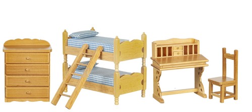 Dolls house oak bedroom - oak,