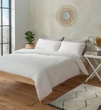NEW MODERN WHITE SEERSUCKER DOUBLE DUVET SET QUILT COVER BEDDING. 