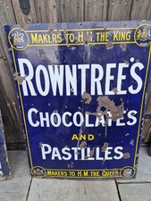 Vintage Large  Original Rowntrees Enamel Sign 40" X  30"