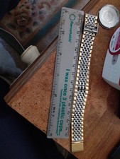 Vtg 15mm rotary Mens Gold And Silver Stainless Steel Watch Strap 16.5cm length