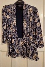 Ladies Roman Originals Blue Flowered  Waterfall Jacket Size 10