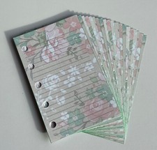 Filofax Mini Organiser - Cream Flower Paper Set of 20 Lined Double Sided Pages