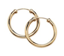 9ct Gold 15mm Capped Sleeper Hoop Earrings - Solid 9k Gold