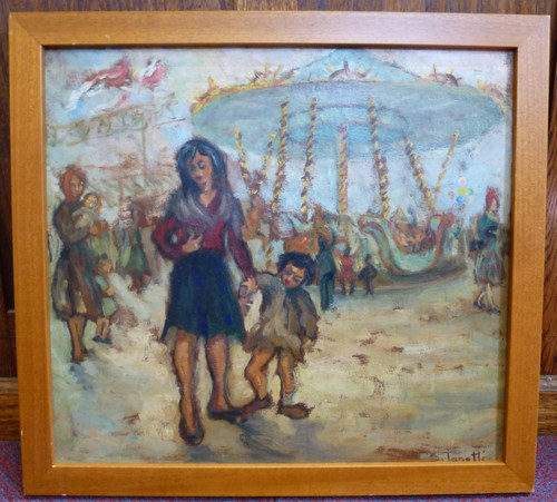Vintage framed oil - , painting
