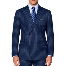 VINCI Men's Blue Pinstripe