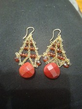 Gold 14ct Earrings With Garnet Stones