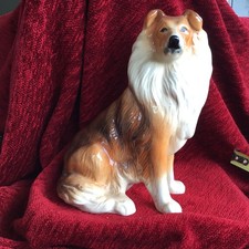 Vintage Kingston Pottery, Rough Collie Dog Statue, Lassie. Pretty