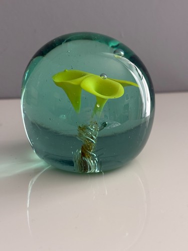 Vintage teal yellow glass dump - teal/yellow,