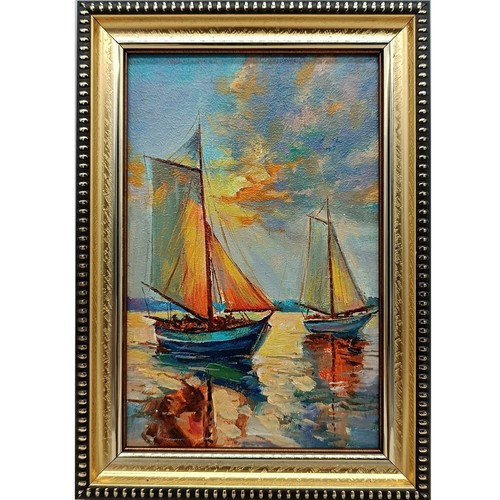 Seascape sailboat oil painting