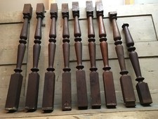 Vintage Set Of 9 Wooden Stair Balusters Posts Banister Rods
