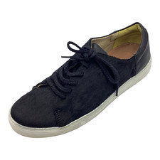 Joules Womens Solena Black Fur Leather Lace Up Shoes Trainers Size UK 7 Used