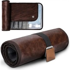 Men’s Travel Toiletry Bag Leather Waterproof Dopp Kit Roll Up Shaving Wash Bag