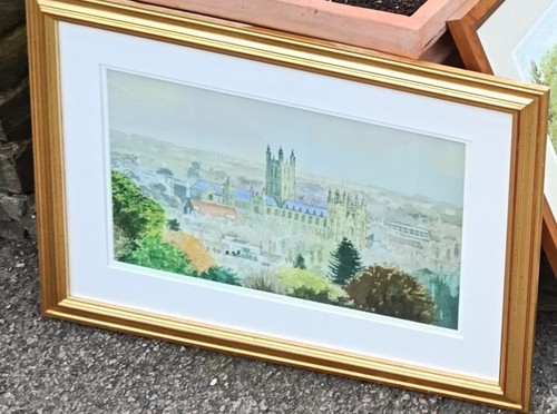 Framed cityscape cathedral - framed,