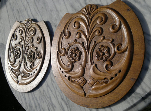 Art nouveau round - carved, oak