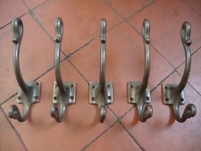 Excellent set of shepherds crook design arts and crafts bronze brass coat hooks