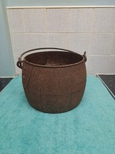 Large Antique Heavy Cast Iron Cauldron Planter