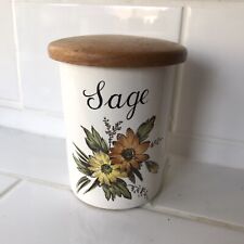 Vintage Crown Devon Sage Storage Jar Yellow Orange Flowers H9cm