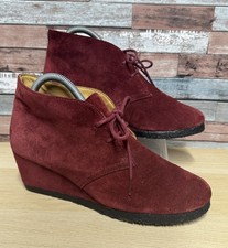 Clarks Yarra Desert Wedge Boots Shoes Red Suede size UK 5.5 Originals Lace Up