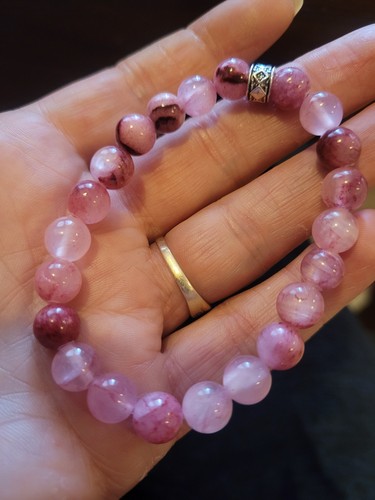 Pink dyed jade bracelet 8mm - jade,