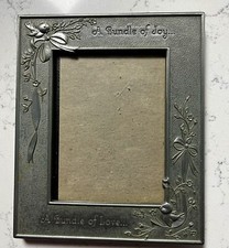 Vintage Hallmark Pewter Baby “Bundle of Joy” Frame with Table Easel Stand 6x5