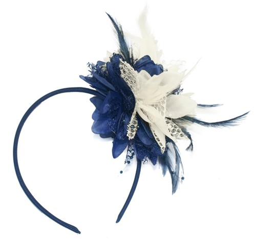 Flower feather hair fascinator - flower,
