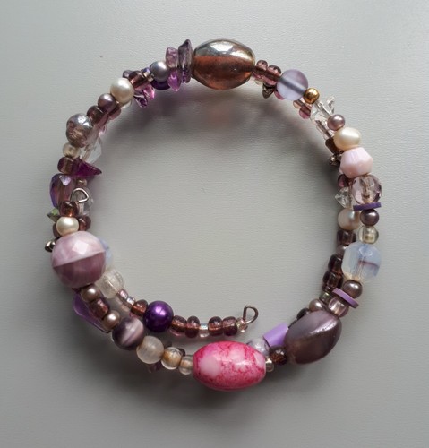 Pink and purple beaded memory - beaded,