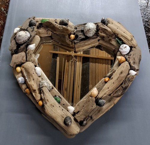 Driftwood heart mirror - driftwood,