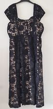  Ladies Black Lace Overlay Midi Party Dress Size UK 16 Kaleidoscope New