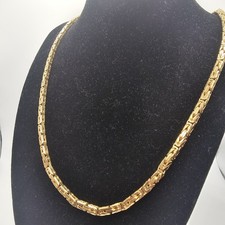9ct Gold Byzantine Chain Necklace – 23.5" – 4mm – 53g – Solid –  375 – Heavy