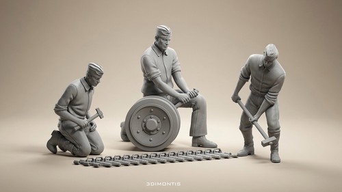 German tank repair crew - german,