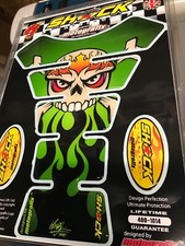 Green Devil Demon Skull Flames Motorcycle Tank Pad Tankpad Motografix 3D Gel