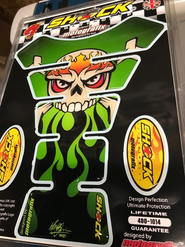Green devil demon skull - green, flames