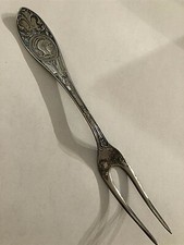 Antique Rogers Brothers White Metal Serving fork Roman Greek Roman Soldier Cameo