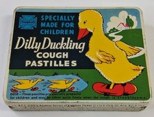 Vintage Tin Dilly Duckling Cough Pastilles Made For Children 1950's Empty