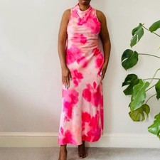 Zara Pink Printed Satin Midi