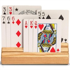 4- Slot Playing Card Holder- Premium Wooden Game Organizer Stand Base