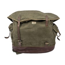 Vintage Abercrombie & Fitch Canvas Rucksack Pack Green Leather Bottom New York