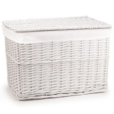 Woodluv Full Steamed Willow Wicker Storage Basket Trunk Chest Hamper with Lidded