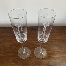 2 x RENNIE MACKINTOSH DESIGN CHAMPAGNE GLASSES 23CM TALL vgc