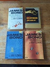 4x James Bond Ian Fleming Pan Novels Dr. No Goldfinger Thunderball OHMSS VGC