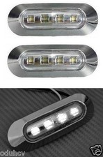 2 x WHITE LED Side Marker 12V Lights Truck Bus Lorry LKW CARAVAN Camper chrome