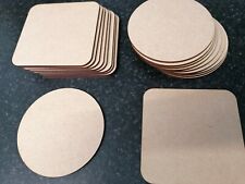 10x Wooden MDF Plain Coasters