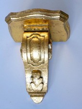 Vintage Hollywood Regency style wooden WALL SCONCE Candle Shelf distressed gold